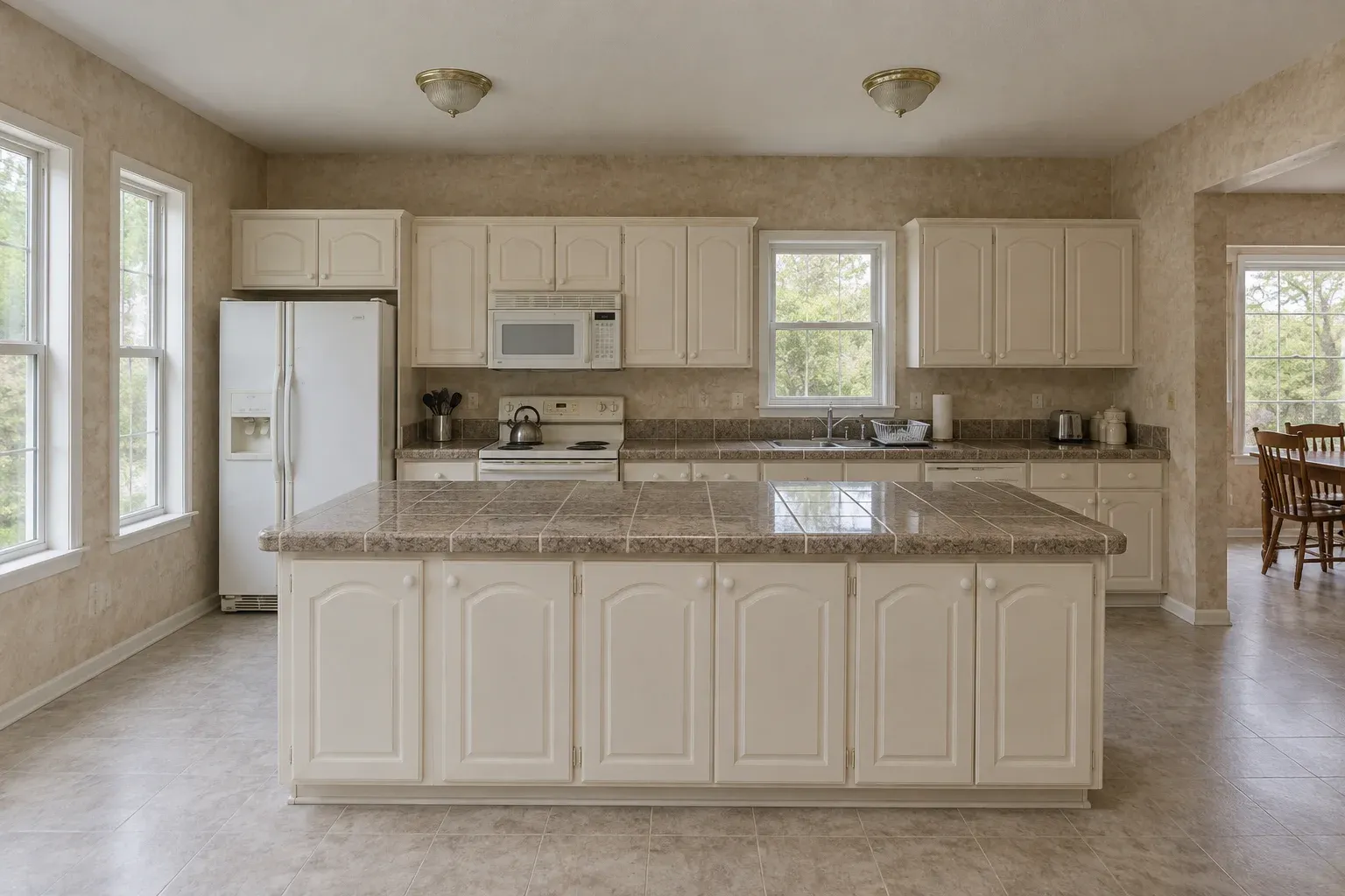 Cream cabinetry before the renovation